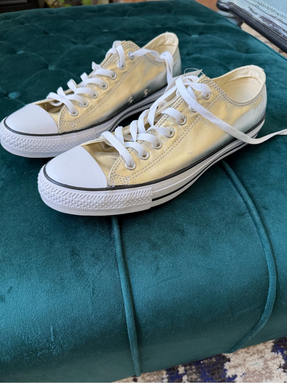 Converse Gold Metallic Low Top Sneakers -